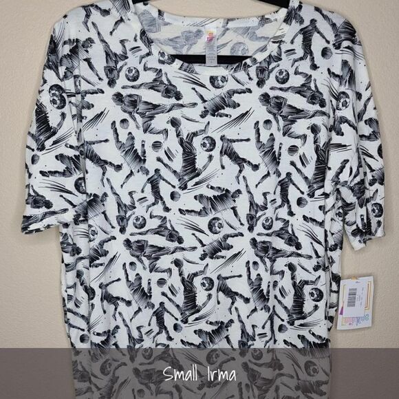 LuLaRoe Irma Tunic Small Soccer Black White NEW - Picture 1 of 1